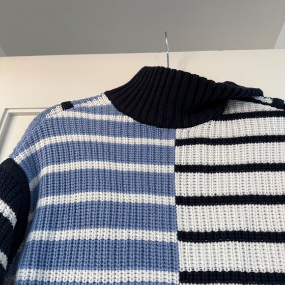 NWT Staud Hampton Mini Sweater Dress Knitted Adriatic Stripe Sz Small - Picture 8 of 8